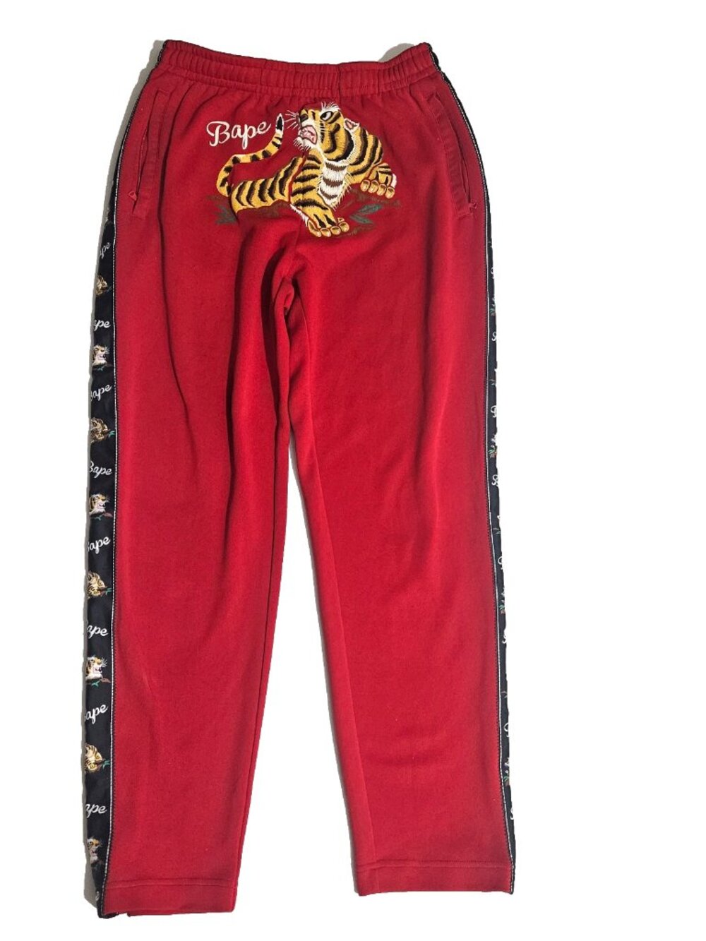 A Bathing Ape Bape Tiger Jersey Pants Size Large Red